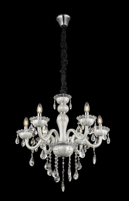 Piccola chandelier bianca in vetro – immagine 1
