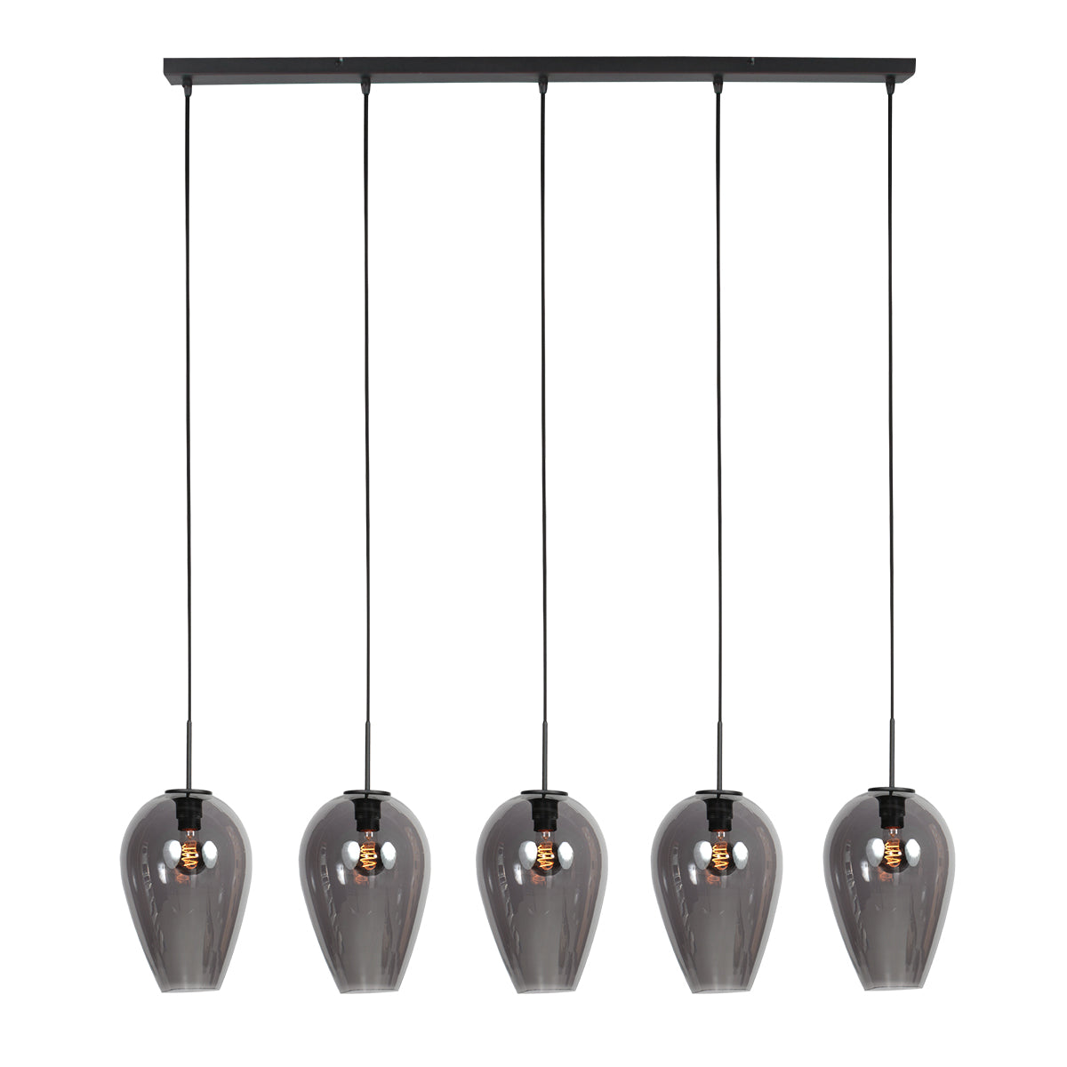 Lampada a sospensione nera con 5 vetri fumé Mexlite HaloSwap – immagine 10