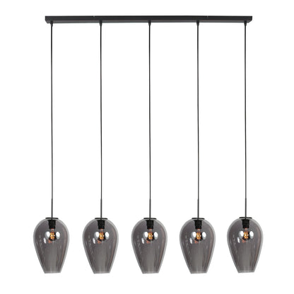 Lampada a sospensione nera con 5 vetri fumé Mexlite HaloSwap – immagine 10