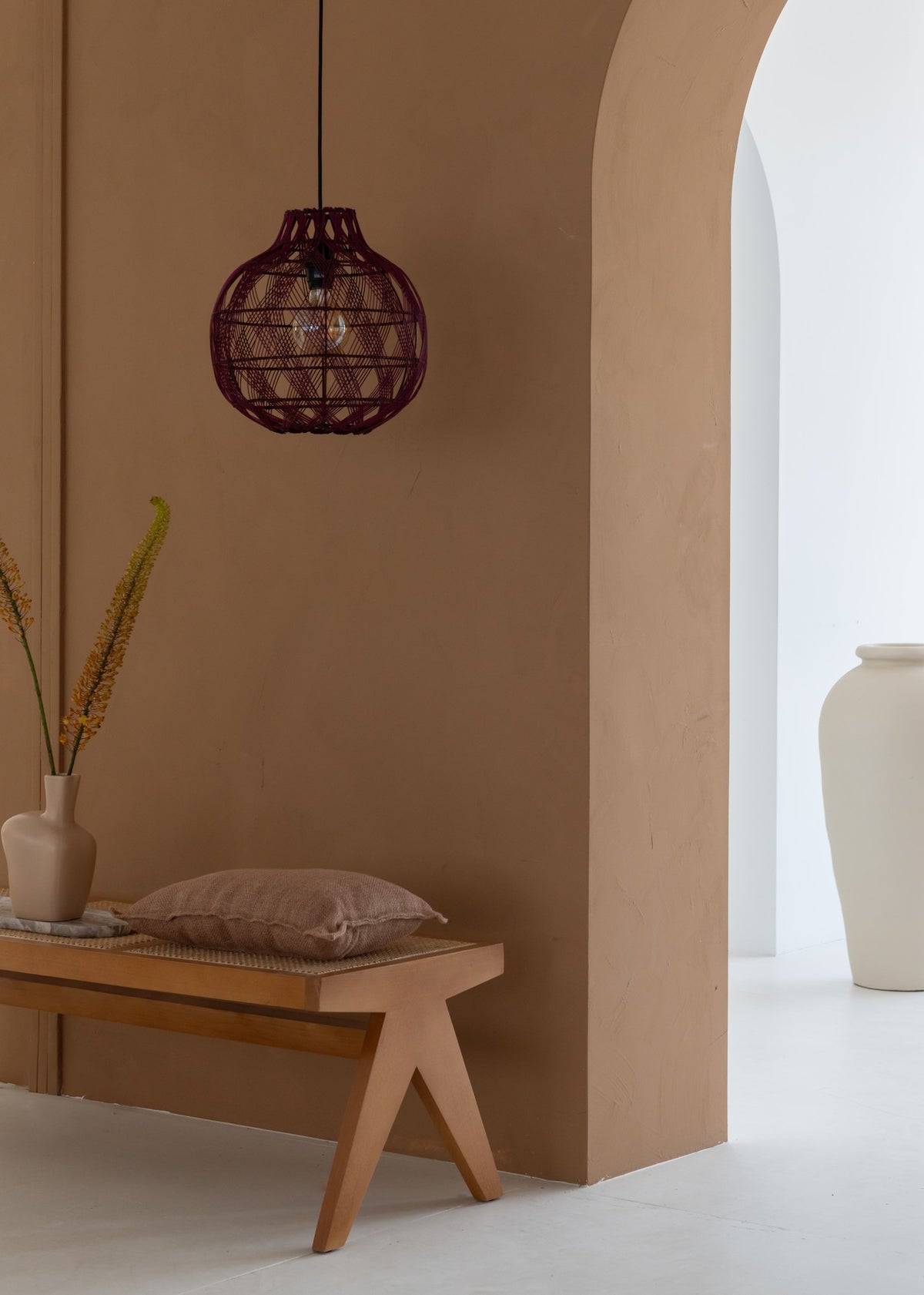 Bordeauxrode bamboe hanglamp met open vlechtwerk GOOD&MOJO MENDOZA – afbeelding 4
