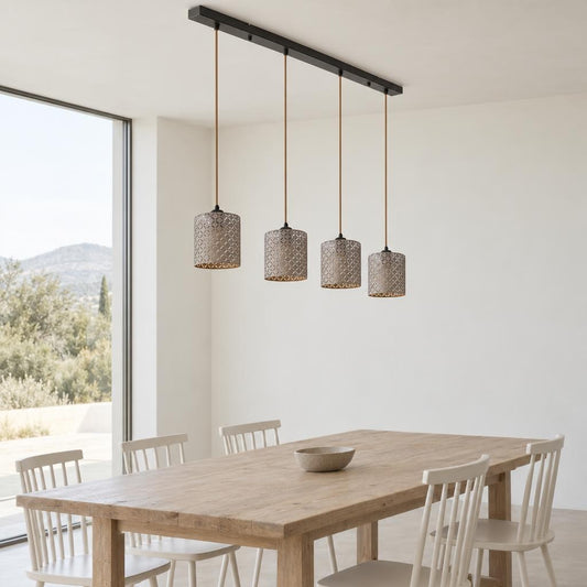 Obolg Cindy – retro lampa wisząca 4-punktowa – zdjęcie aranżacyjne