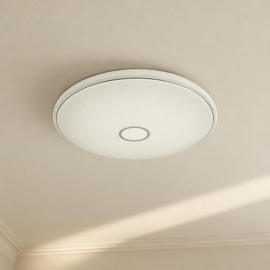Globo Connor klassisk plafondlampa i vit metall Ø78,5 cm – miljöbild