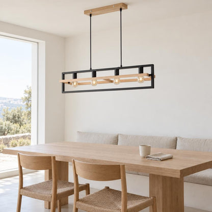 Lampada a sospensione Obolg Erica in legno marrone – foto d'ambiente